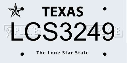 LCS3249 Texas License Plate