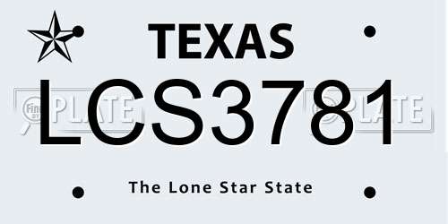 LCS3781 Texas License Plate