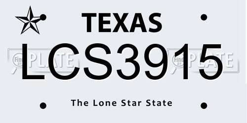LCS3915 Texas License Plate