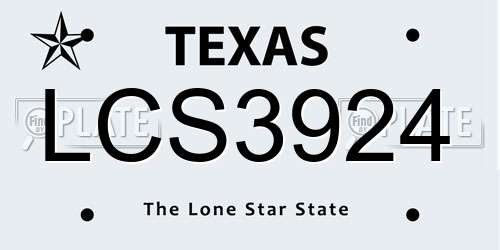 LCS3924 Texas License Plate