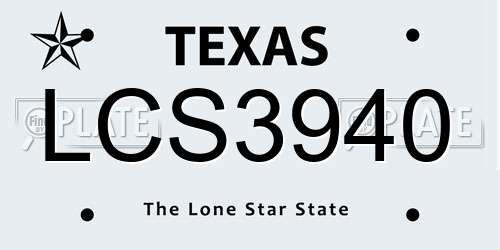 LCS3940 Texas License Plate