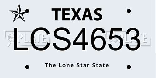 LCS4653 Texas License Plate