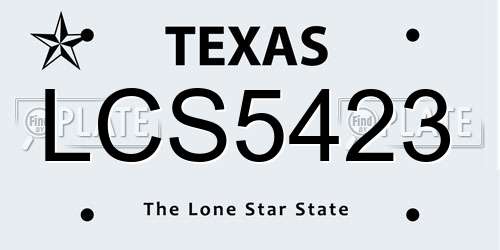 LCS5423 Texas License Plate