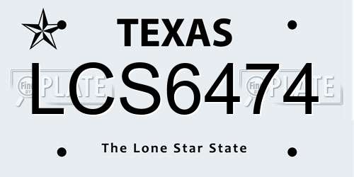 LCS6474 Texas License Plate