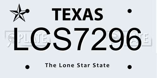 LCS7296 Texas License Plate
