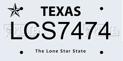 LCS7474 Texas License Plate
