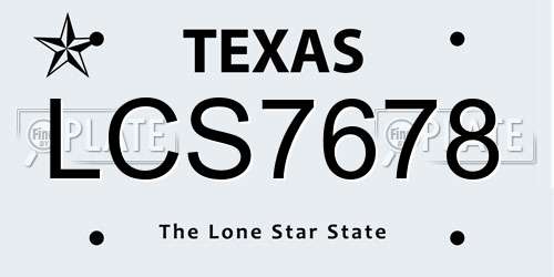 LCS7678 Texas License Plate