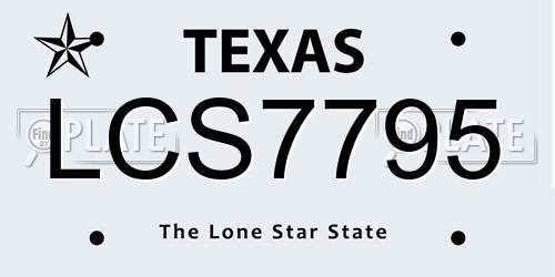 LCS7795 Texas License Plate
