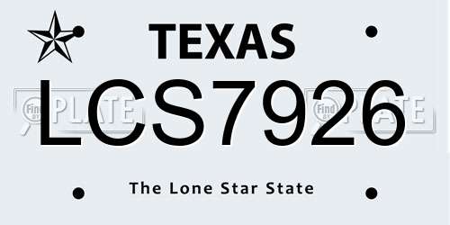 LCS7926 Texas License Plate