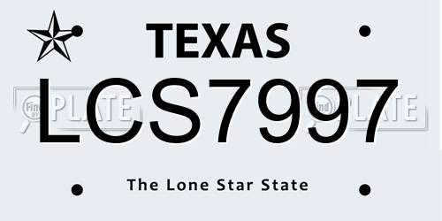 LCS7997 Texas License Plate