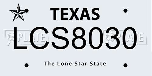 LCS8030 Texas License Plate
