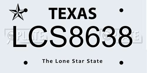 LCS8638 Texas License Plate