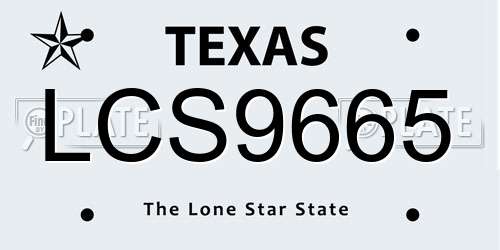 LCS9665 Texas License Plate