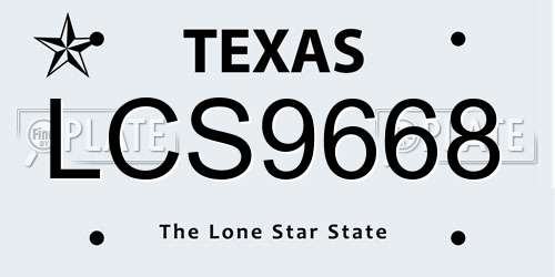 LCS9668 Texas License Plate