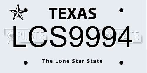 LCS9994 Texas License Plate
