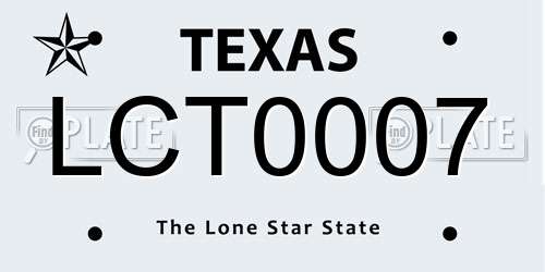 LCT0007 Texas License Plate