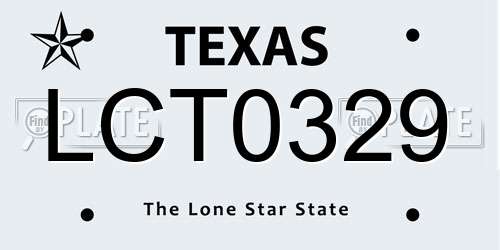 LCT0329 Texas License Plate
