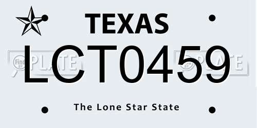 LCT0459 Texas License Plate