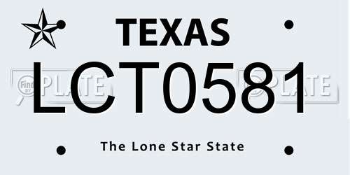 LCT0581 Texas License Plate