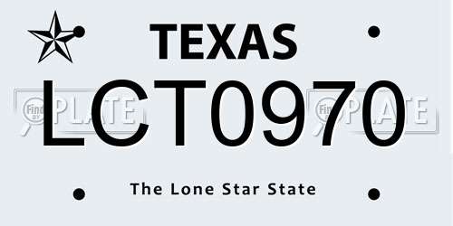 LCT0970 Texas License Plate