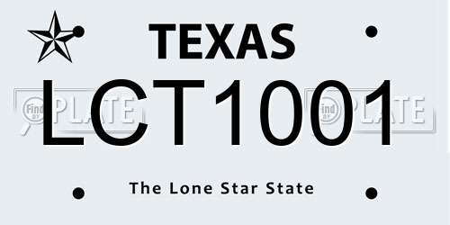 LCT1001 Texas License Plate