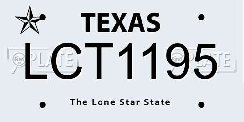 LCT1195 Texas License Plate