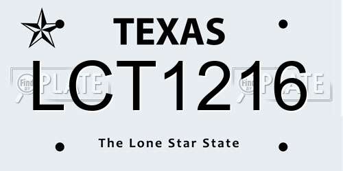 LCT1216 Texas License Plate