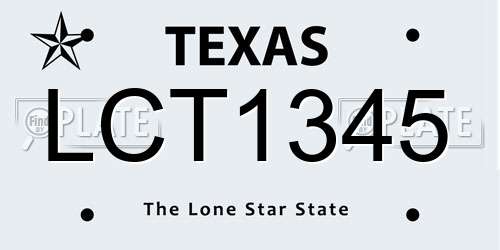 LCT1345 Texas License Plate