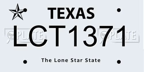 LCT1371 Texas License Plate