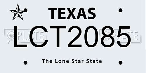 LCT2085 Texas License Plate
