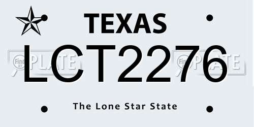 LCT2276 Texas License Plate