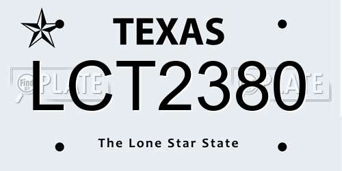 LCT2380 Texas License Plate