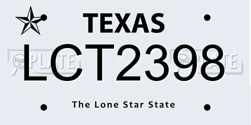 LCT2398 Texas License Plate