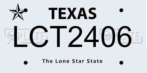LCT2406 Texas License Plate