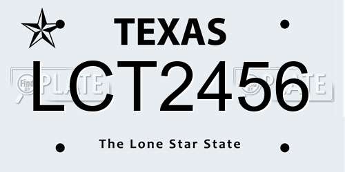 LCT2456 Texas License Plate