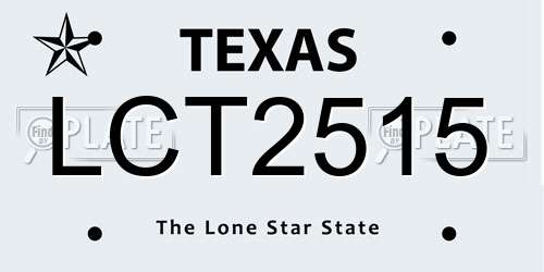LCT2515 Texas License Plate