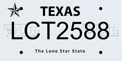 LCT2588 Texas License Plate