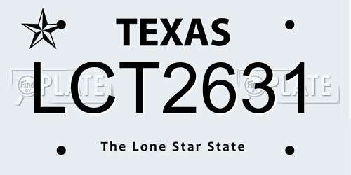 LCT2631 Texas License Plate