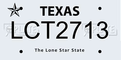 LCT2713 Texas License Plate