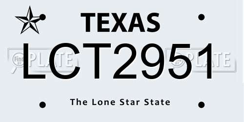LCT2951 Texas License Plate