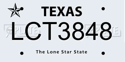 LCT3848 Texas License Plate