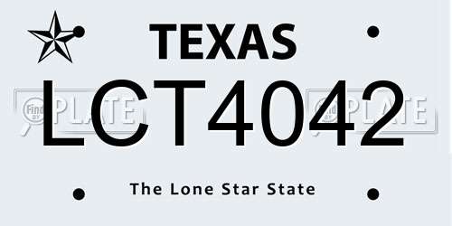 LCT4042 Texas License Plate