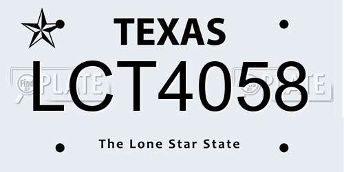 LCT4058 Texas License Plate