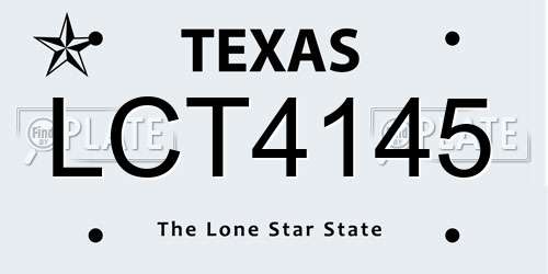 LCT4145 Texas License Plate