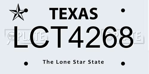LCT4268 Texas License Plate