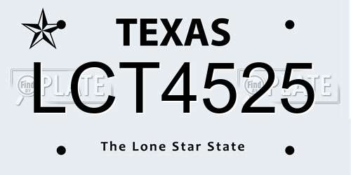 LCT4525 Texas License Plate