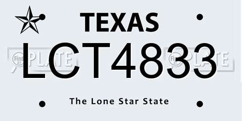 LCT4833 Texas License Plate