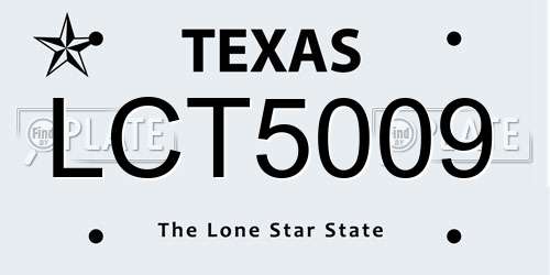 LCT5009 Texas License Plate