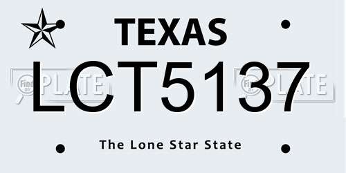 LCT5137 Texas License Plate