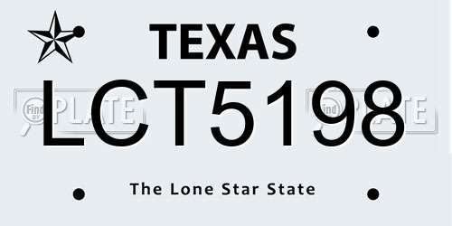 LCT5198 Texas License Plate
